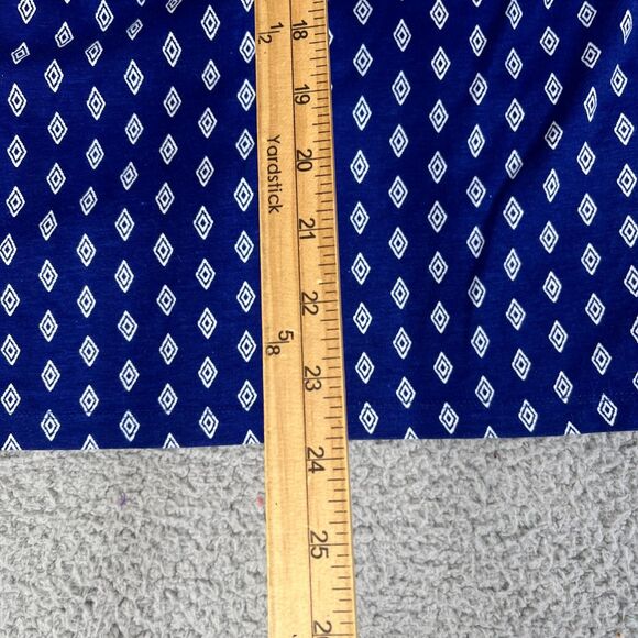 Chico's Blouse Womens 2 Blue Paisley Large Short Sleeve Roll Tab Pullover V Neck - Picture 9 of 10